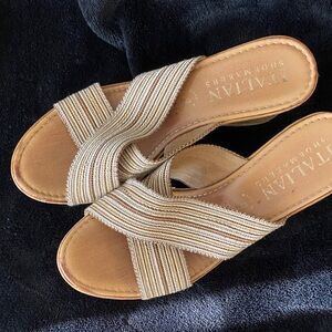 Italian Shoemakers Metallic and Tan Sandals